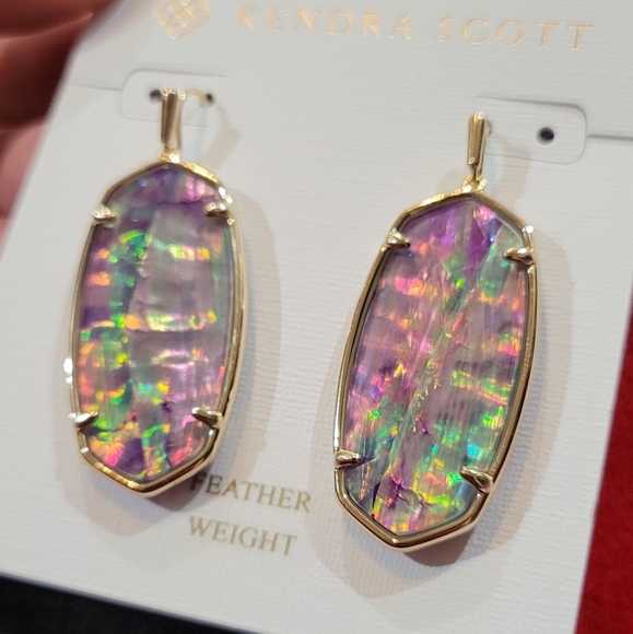 NWT KENDRA SCOTT FACETED ELLE EARRINGS GOLD PURPLE MULTICOLOR - Picture 8 of 8